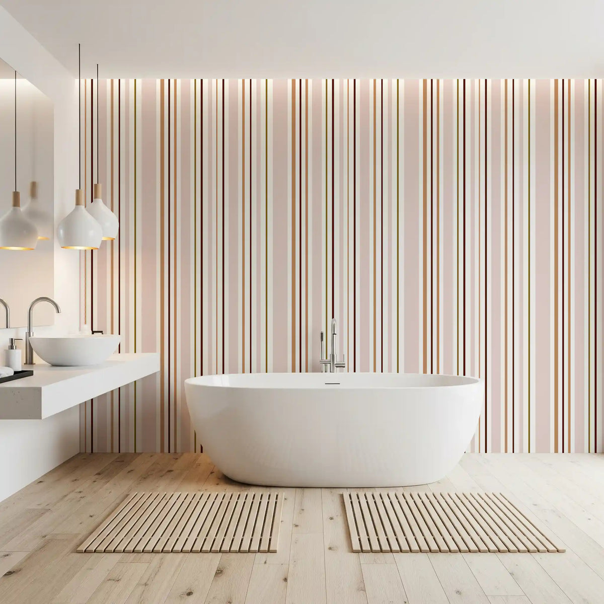 Modern Linear Rhythm in Neutral Tones Wallpaper⁠