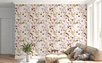 Pink Rustic Garden Watercolor Pattern Wallpaper⁠