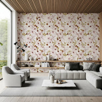 Pink Rustic Garden Watercolor Pattern Wallpaper⁠