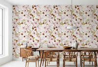 Pink Rustic Garden Watercolor Pattern Wallpaper⁠