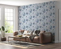Alpine Botanical Silhouettes - Blue Wallpaper⁠