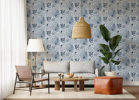 Alpine Botanical Silhouettes - Blue Wallpaper⁠
