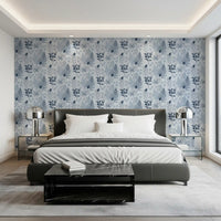 Alpine Botanical Silhouettes - Blue Wallpaper⁠