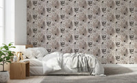 Alpine Botanical Silhouettes - Brown Wallpaper⁠