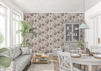 Alpine Botanical Silhouettes - Brown Wallpaper⁠