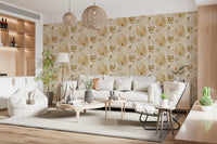 Alpine Botanical Silhouettes - Gold Wallpaper⁠
