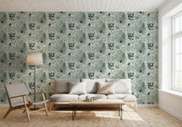 Alpine Botanical Silhouettes - Green Wallpaper⁠