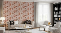 Alpine Botanical Silhouettes - Rusty Red Wallpaper⁠