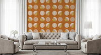 Burnt Orange Mustard Circles Wallpaper Mid Century Wallpaper⁠