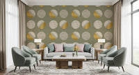 Sage Green Mustard Circles Wallpaper Mid Century Wallpaper⁠