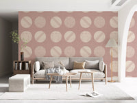 Blush Pink Cream Circles Wallpaper Mid Century Wallpaper⁠