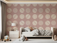 Blush Pink Cream Circles Wallpaper Mid Century Wallpaper⁠