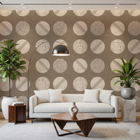 Warm Taupe Cream Circles Wallpaper Mid Century Wallpaper⁠