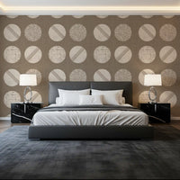 Warm Taupe Cream Circles Wallpaper Mid Century Wallpaper⁠
