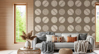 Warm Taupe Cream Circles Wallpaper Mid Century Wallpaper⁠