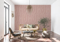 Blush Pink Wavy Stripe Wallpaper Mid Century Wallpaper⁠