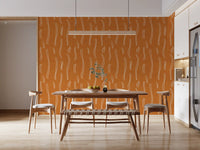 Burnt Orange Wavy Stripe Wallpaper Mid Century Wallpaper⁠