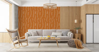 Burnt Orange Wavy Stripe Wallpaper Mid Century Wallpaper⁠