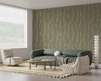Sage Green Wavy Stripe Wallpaper Mid Century Wallpaper⁠
