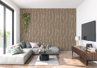 Warm Taupe Wavy Stripe Wallpaper Mid Century Wallpaper⁠