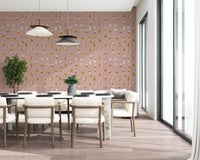 Blush Pink Abstract Shapes Wallpaper Mid Century Wallpaper⁠
