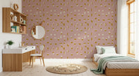 Blush Pink Abstract Shapes Wallpaper Mid Century Wallpaper⁠