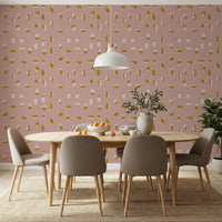 Blush Pink Abstract Shapes Wallpaper Mid Century Wallpaper⁠