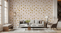 Cream Mustard Abstract Shapes Wallpaper Mid Century Wallpaper⁠