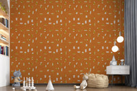 Burnt Orange Abstract Shapes Wallpaper Mid Century Wallpaper⁠