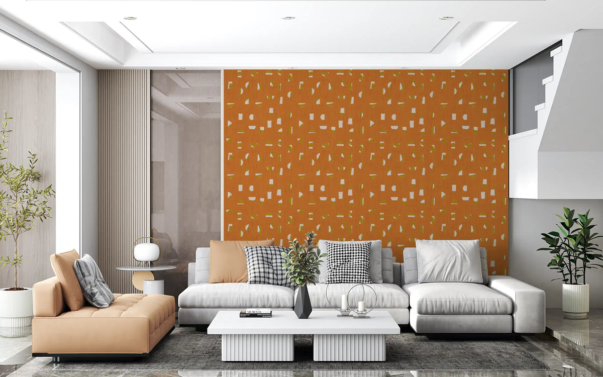 Burnt Orange Abstract Shapes Wallpaper Mid Century Wallpaper⁠