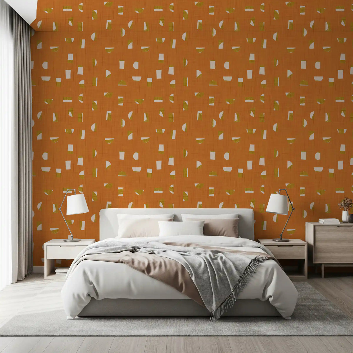 Burnt Orange Abstract Shapes Wallpaper Mid Century Wallpaper⁠