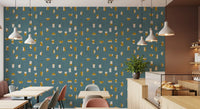 Dusty Teal Abstract Shapes Wallpaper Mid Century Wallpaper⁠
