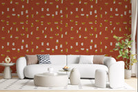 Rust Red Abstract Shapes Wallpaper Mid Century Wallpaper⁠