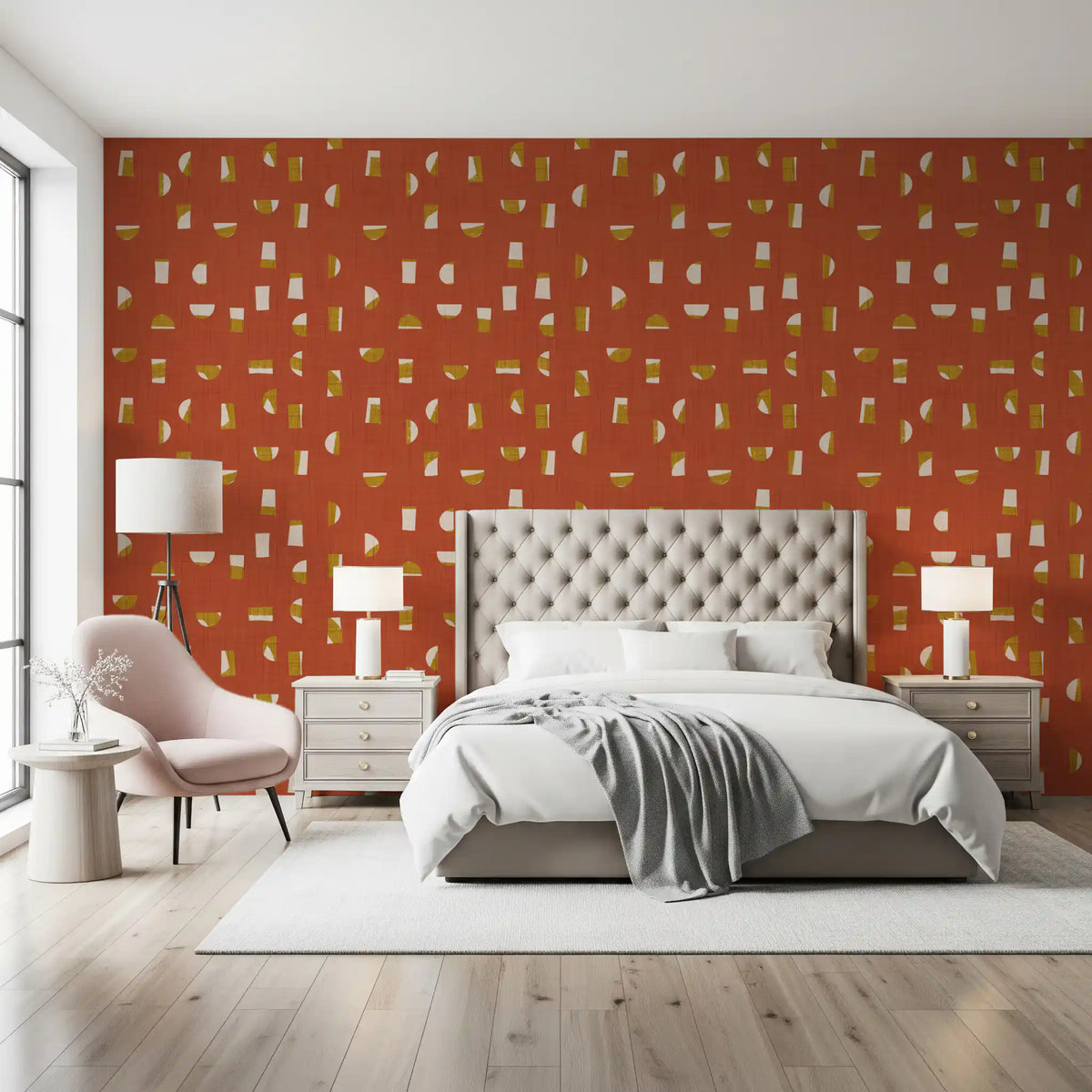 Rust Red Abstract Shapes Wallpaper Mid Century Wallpaper⁠