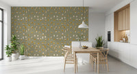Sage Green Abstract Shapes Wallpaper Mid Century Wallpaper⁠