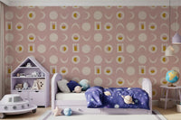 Blush Pink Moon Phase Wallpaper Mid Century Wallpaper⁠