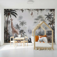 Misty Tropical Safari Wildlife Wall Mural