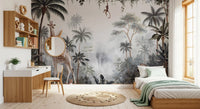 Misty Tropical Safari Wildlife Wall Mural