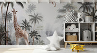 Misty Tropical Safari Wildlife Wall Mural