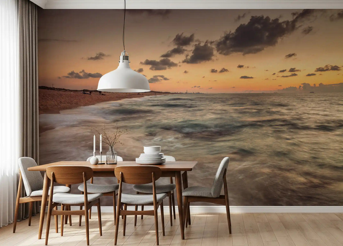 Amber Dusk Shoreline Wall Mural