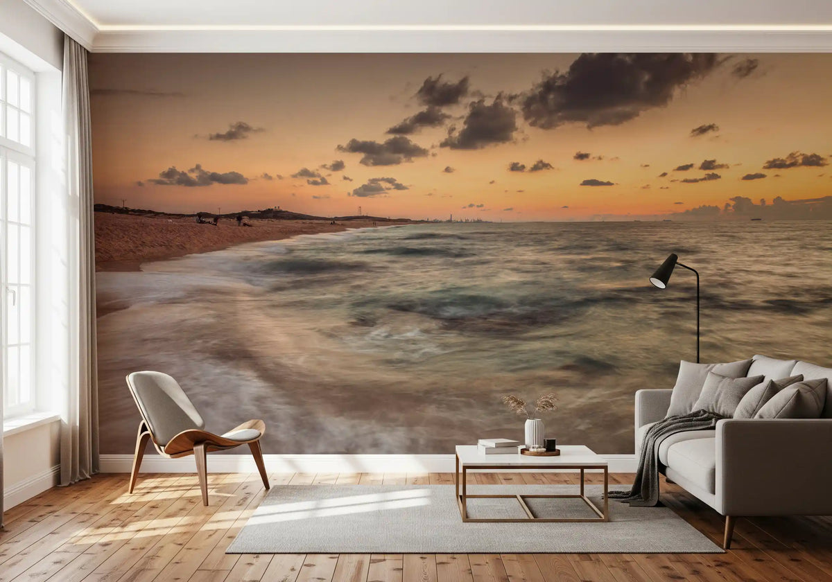 Amber Dusk Shoreline Wall Mural