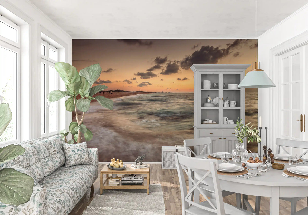 Amber Dusk Shoreline Wall Mural