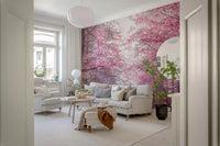 Magenta Woodland Pathway Wall Mural