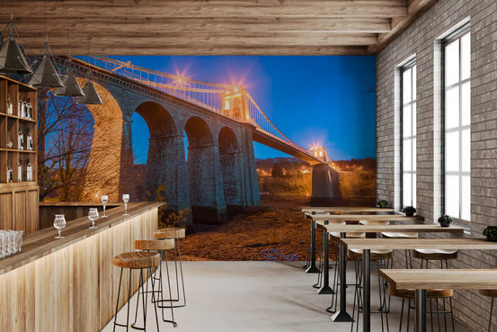 Evening Bridge Architectural Composition Wall Mural