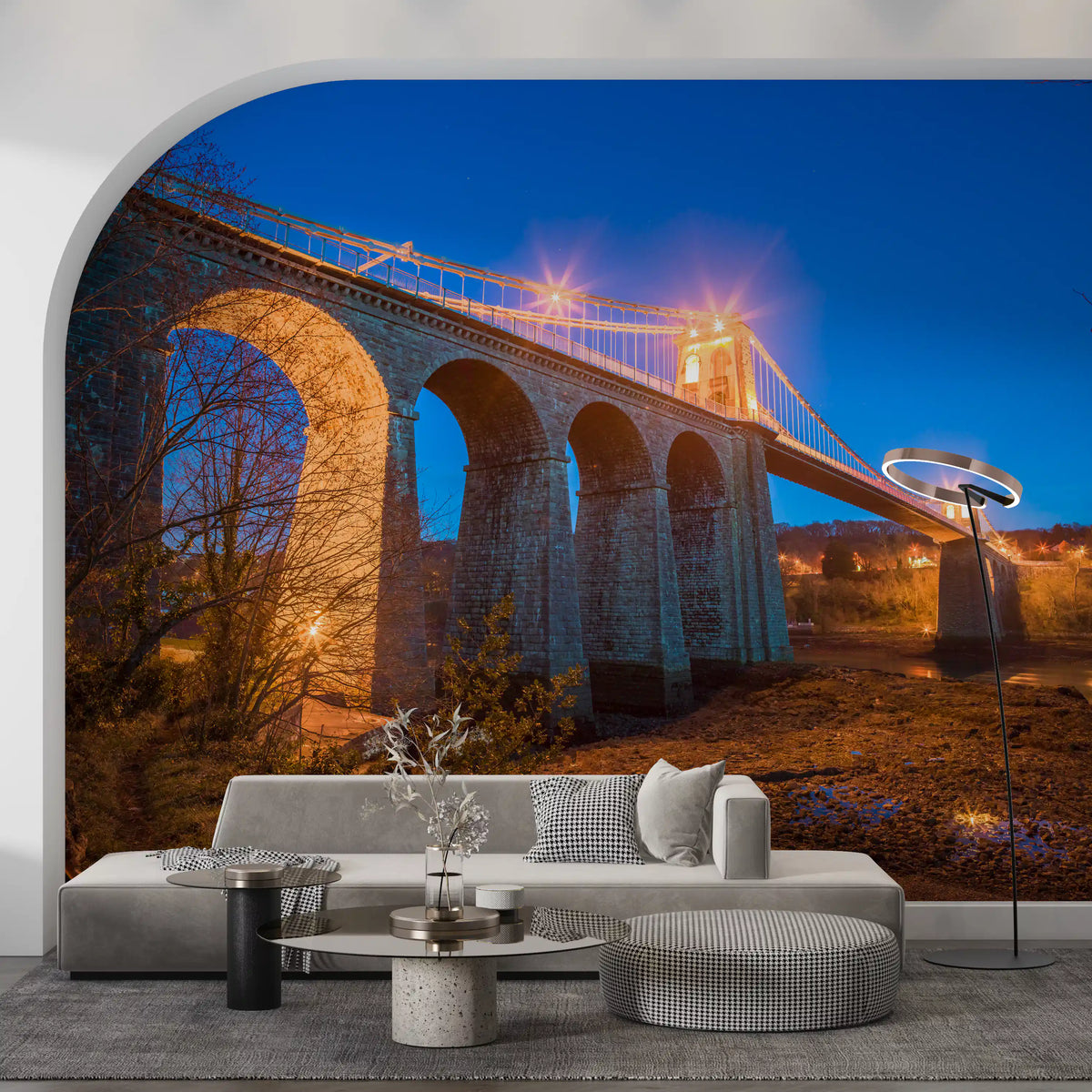 Evening Bridge Architectural Composition Wall Mural