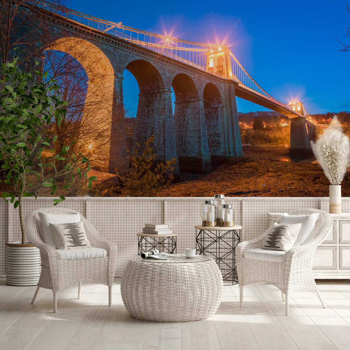 Evening Bridge Architectural Composition Wall Mural