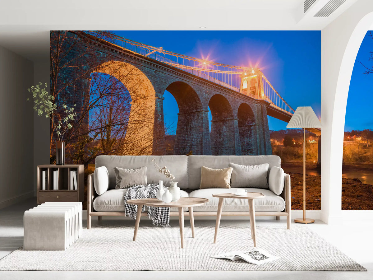 Evening Bridge Architectural Composition Wall Mural