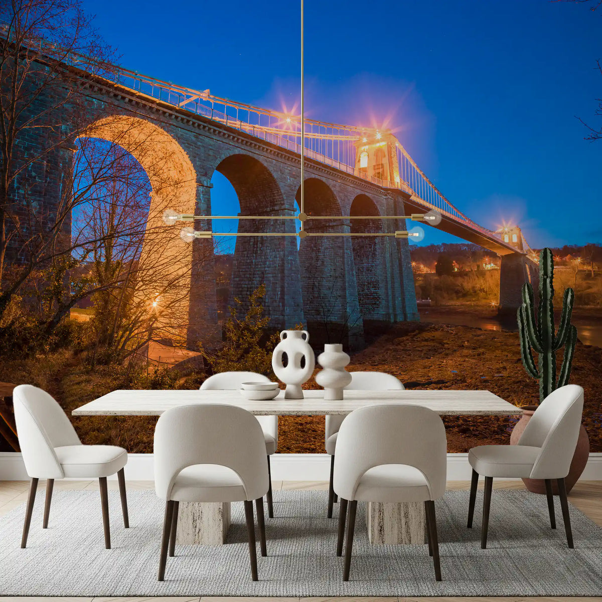 Evening Bridge Architectural Composition Wall Mural