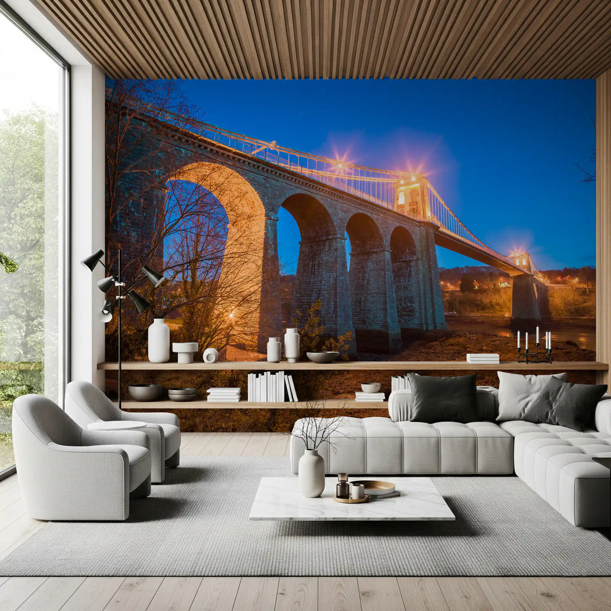 Evening Bridge Architectural Composition Wall Mural