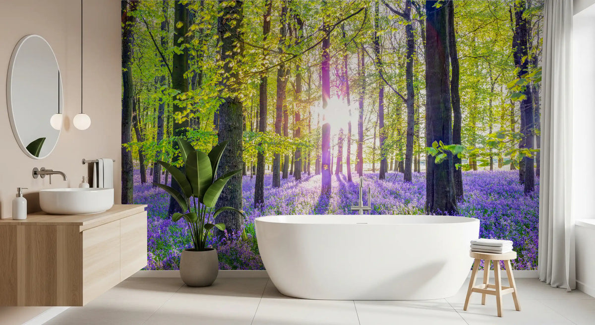 Springtime Purple Woodland Vista Wall Mural